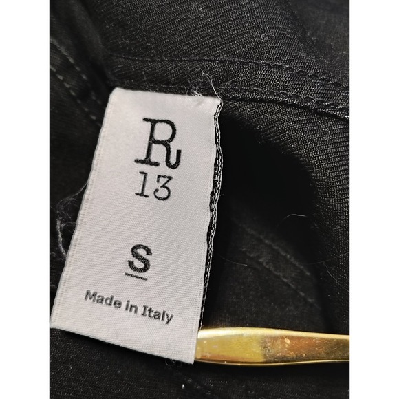 R13 Distressed Denim Jean Trucker Designer Jacket Black Made In Italy Men's Sz S - Picture 9 of 12